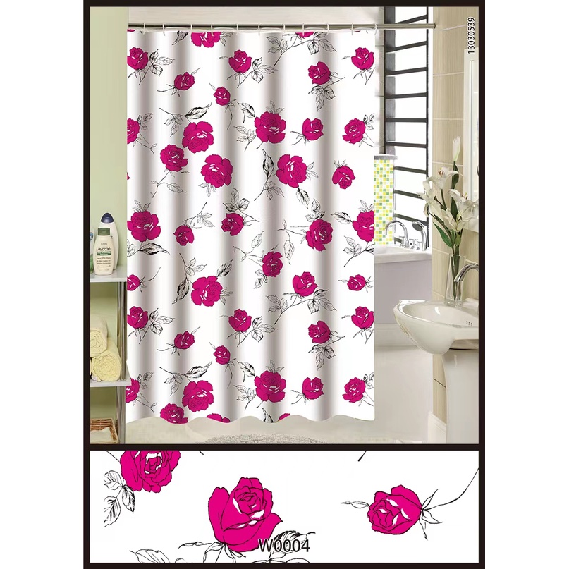 TIRAI KAMAR MANDI PVC / SHOWER CURTAIN ANTI AIR 180X180CM