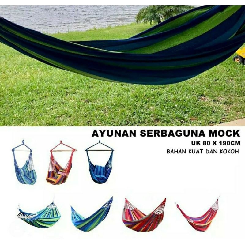 Ayunan serba guna mock merah dan biru