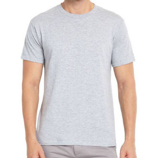 Kaos polos pria leher bulat misty grey