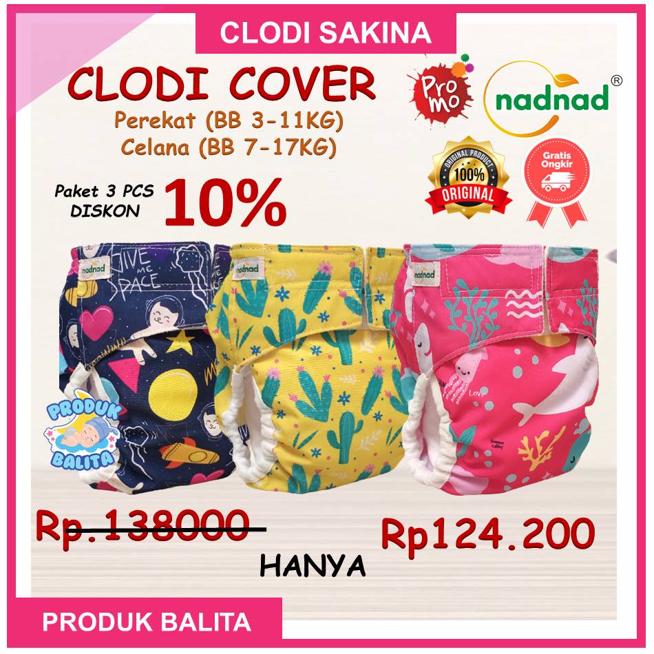 Paket Hemat Isi 3 Pcs Clodi Cover Nadnad By Sakina Popok Kain popok cuci ulang