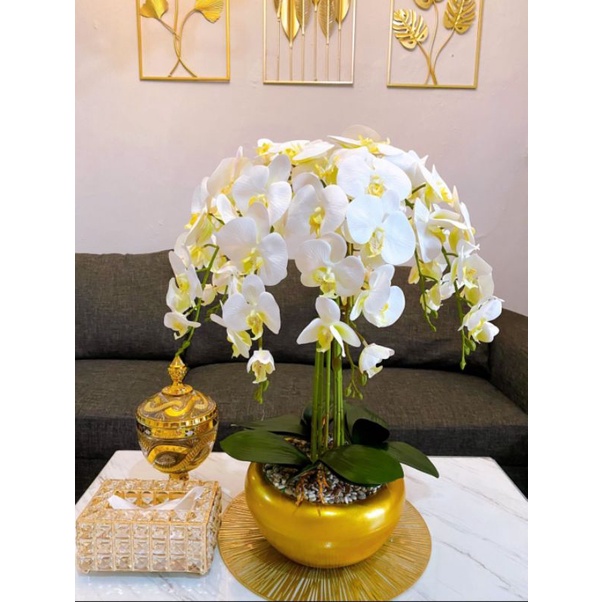 ANGGREK LATEX premium 7tangkai vas viber gold