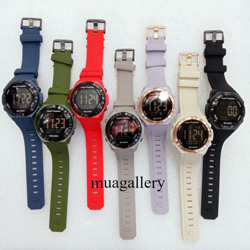 Jam tangan Hush puppies Digital wanita pria Strap Rubber