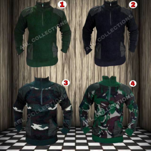 BP TSK Sweater pria army loreng hitam hijau / sweater rajut army tactical airsoft outdoor