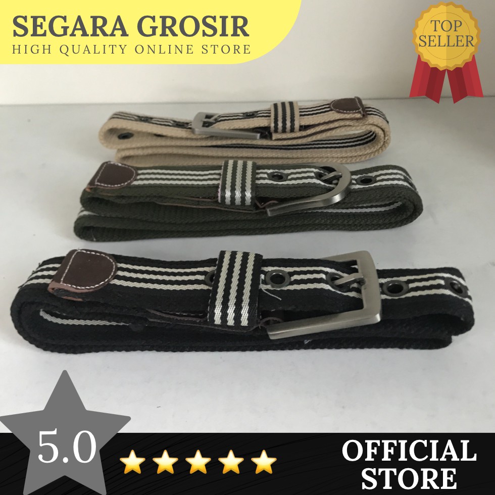 GESPER KATUN SET JARUM TEBAL IKAT PINGGANG PRIA MODIS MODEL LAKI LAKI COWOK BUCKLE CANVAS MILITARY A