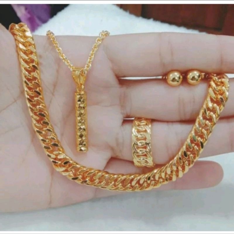 SET PERHIASAN RANTAI BERLAPIS EMAS 24K ANTI LUNTUR DAN TIDAK BERKARAT