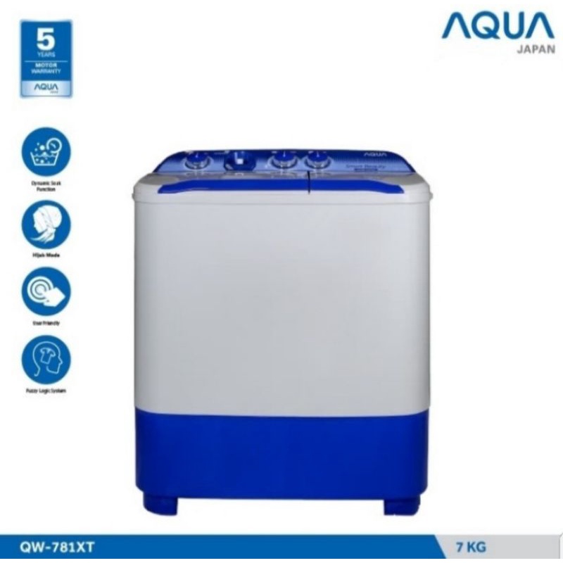 Mesin Cuci AQUA Japan QW-781XT | 2 tabung 7 kg QW781XT QW781 XT hijab