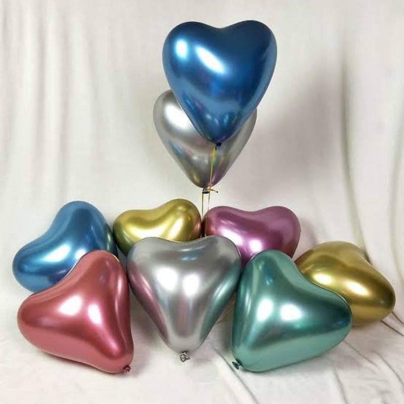BALON LATEX CHROME BENTUK LOVE ECERAN