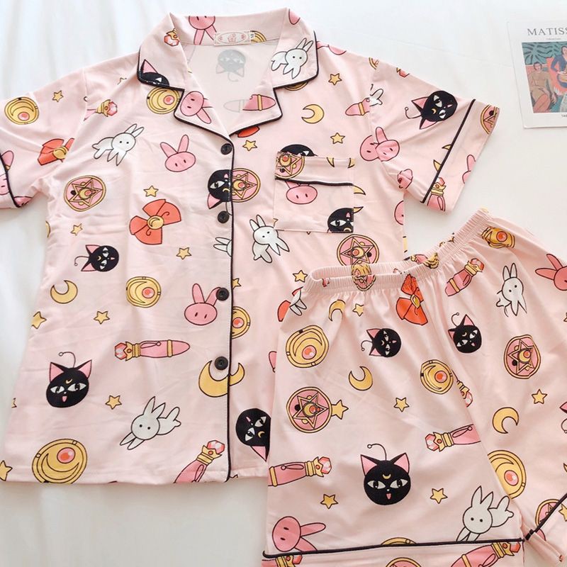 SAILOR MOON COTTON PAJAMA PINK PATTERN