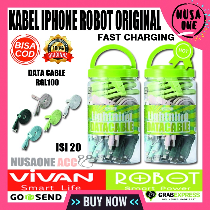 KABEL DATA IPHONE ROBOT RGL100 ORIGINAL DATA CABLE LIGHTNING IPHONE ORIGINAL USB-IPHONE LIGHTNING US