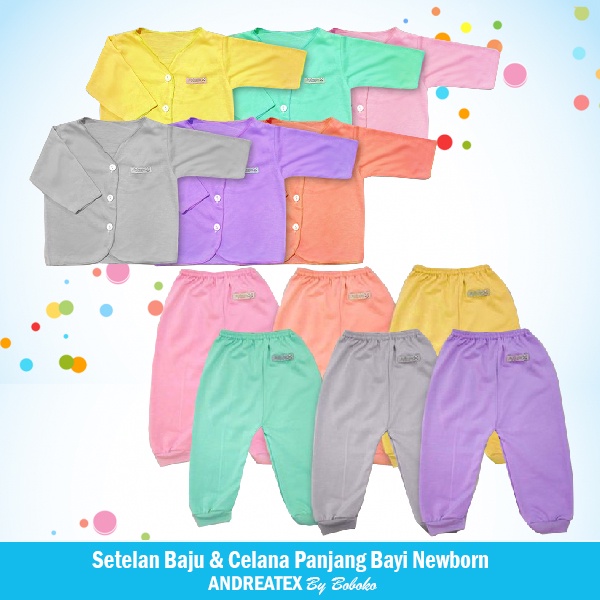 Setelan Baju dan Celana Panjang Bayi Newborn Andreatex Boboko Boy Girl