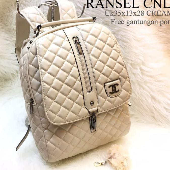 RANSEL CHANEL CREAM(TAS BAG,TAS WANITA,TAS IMPORT,TAS RANSEL SEKOLAH)
