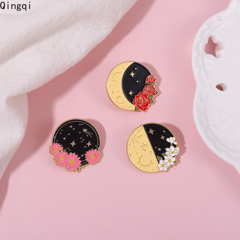 Bros Pin Enamel Bentuk Bunga Daisy Mawar Morning Glory Bahan Metal Untuk Pasangan