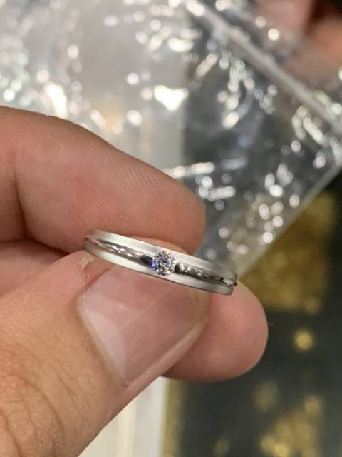 Cincin tunangan nikah kawin simpel permata anak dan dewasa emas putih asli kadar 750 75% 16k 22 surabaya permata