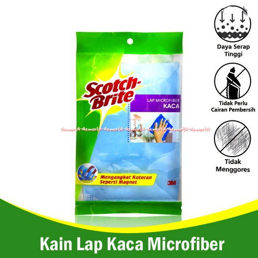 Scotch Brite Lap Kaca Microfiber Kain Lap Glass Magic Cloth Mengangkat Kotoran Seperti Magnet