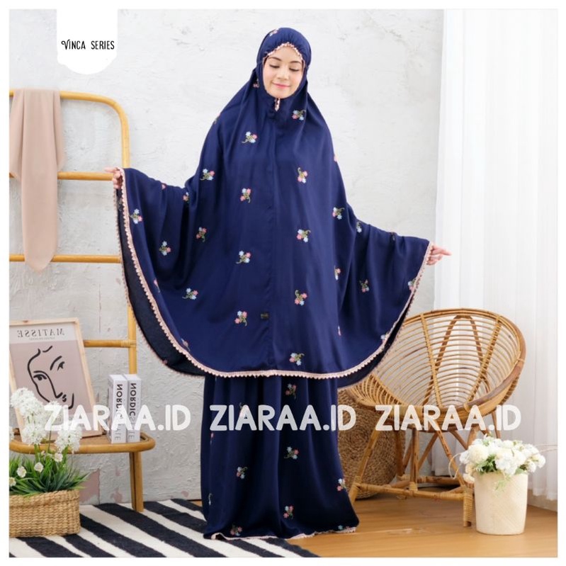 ZIARA.ID - MUKENA DEWASA KATUN BORDIR NADIRA JUMBO / MUKENA JUMBO BORDIR VINCA SERIES