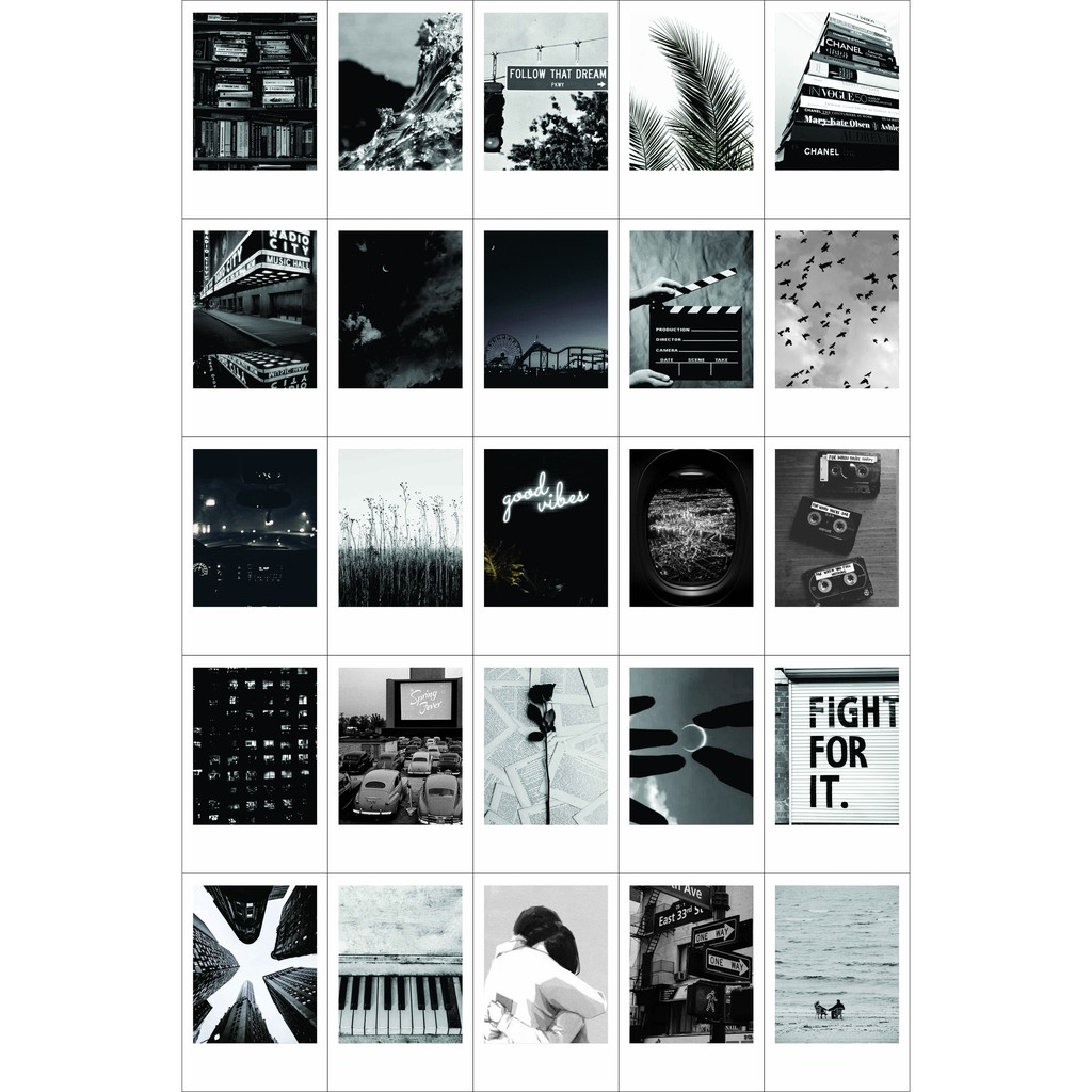 PAKET TEMA 25 FOTO Black Themed Polaroid Dekorasi Kamar