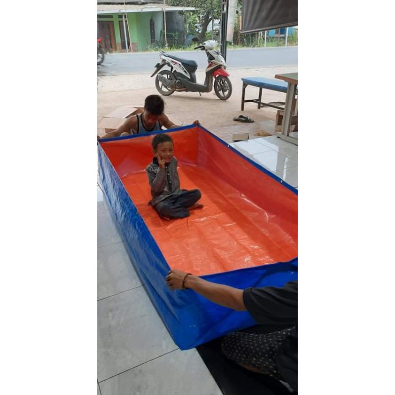 kolam terpal kotak ukuran 2 x 1 x 50cm. bahan terpal A3 korea