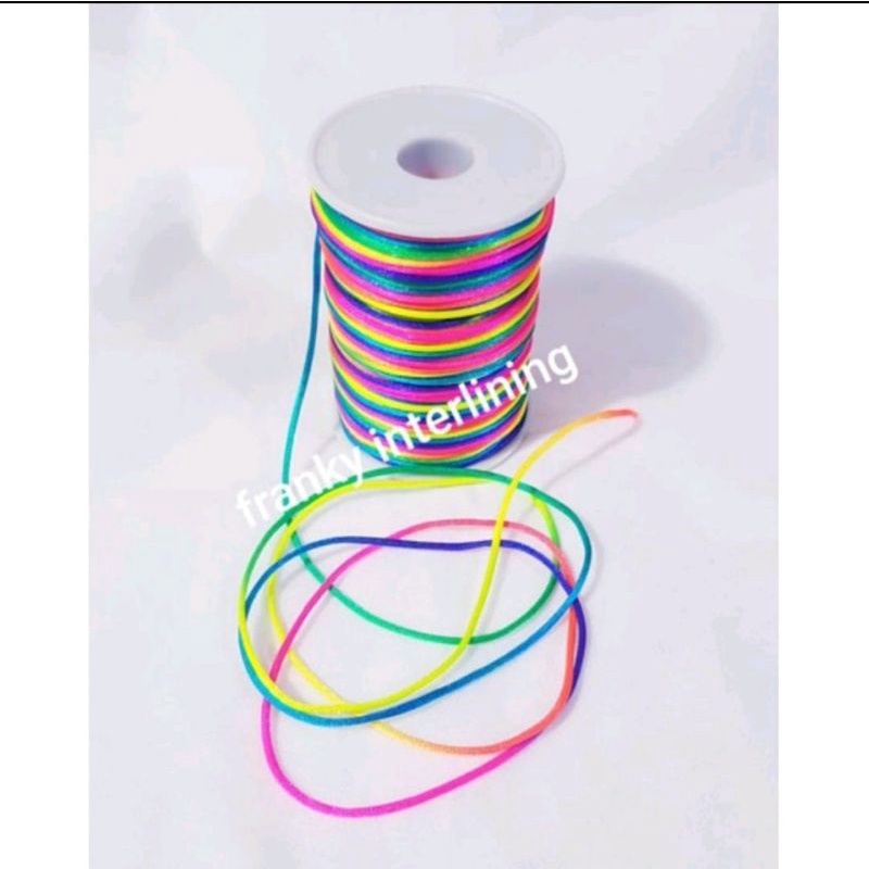 TALI SATIN CINA RAINBOW DIAMETER 2mm HARGA PER ROLL ISI 100 METER