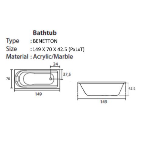 Bathtub Acrylic Long Bathtub BENETTON