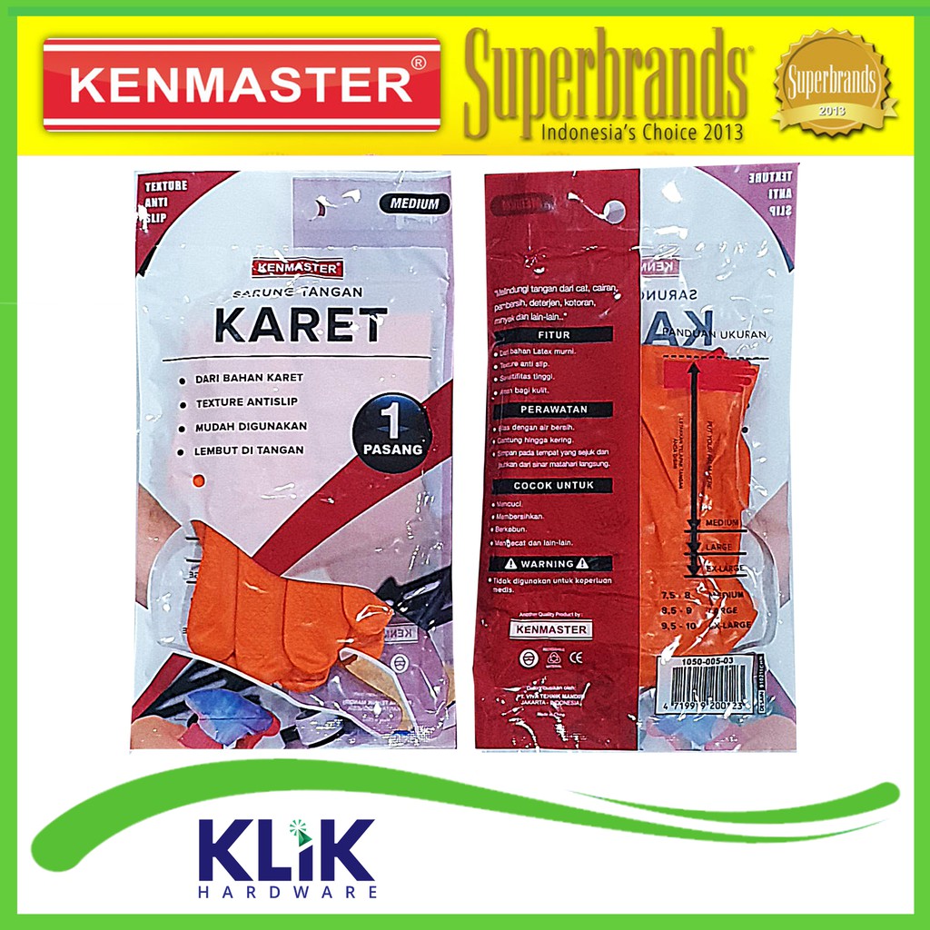 KENMASTER Sarung Tangan Karet Latex Glove Orange