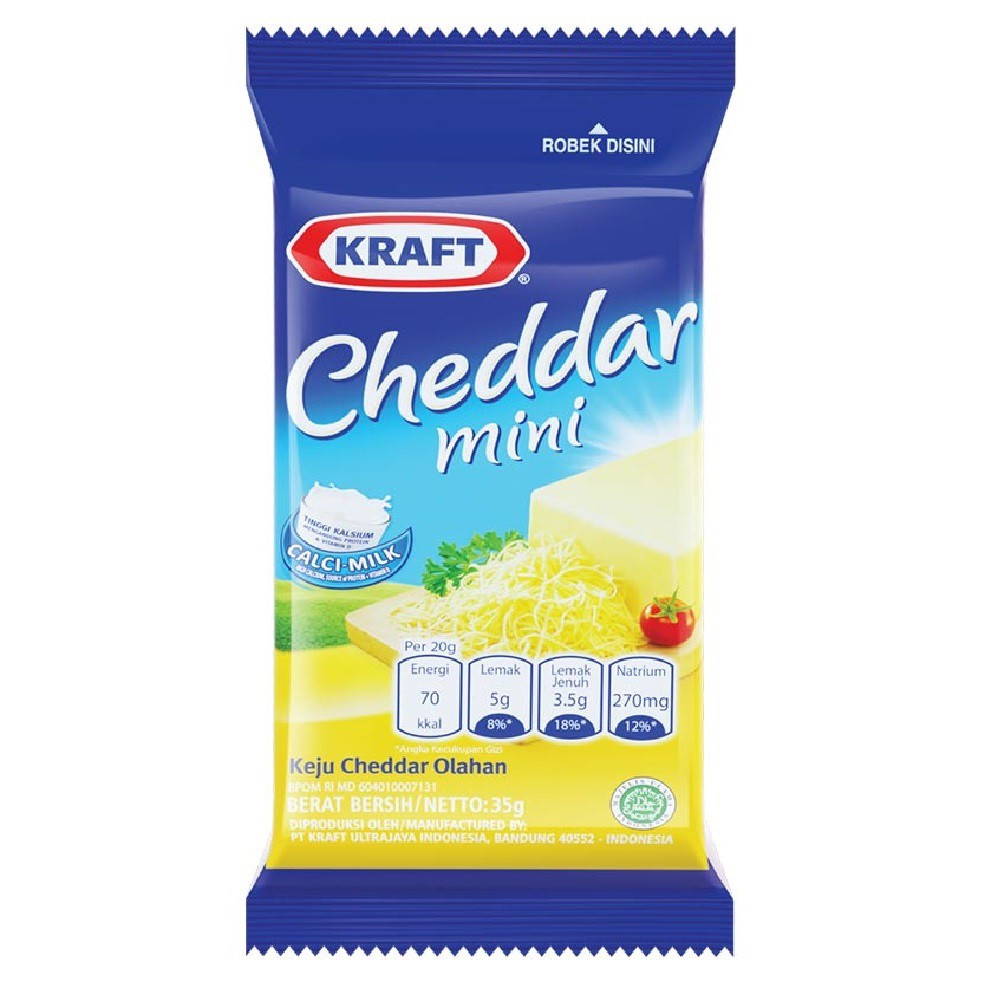 

KRAFT Keju Cheddar Olahan 30g - Mini Cheese Chedar Balok Kemasan Plastik Kecil