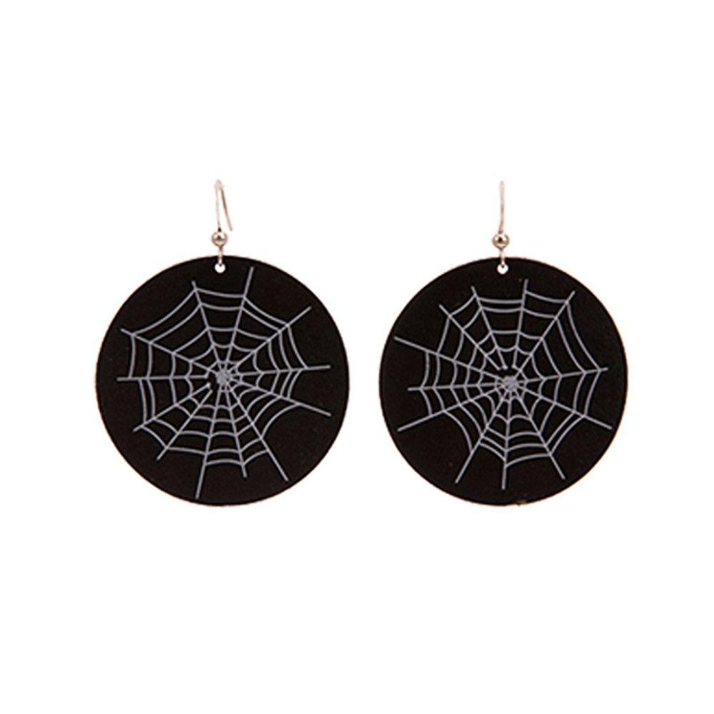 Preva Halloween Drop Earrings Horror Hadiah Pesta Perhiasan Spider Web