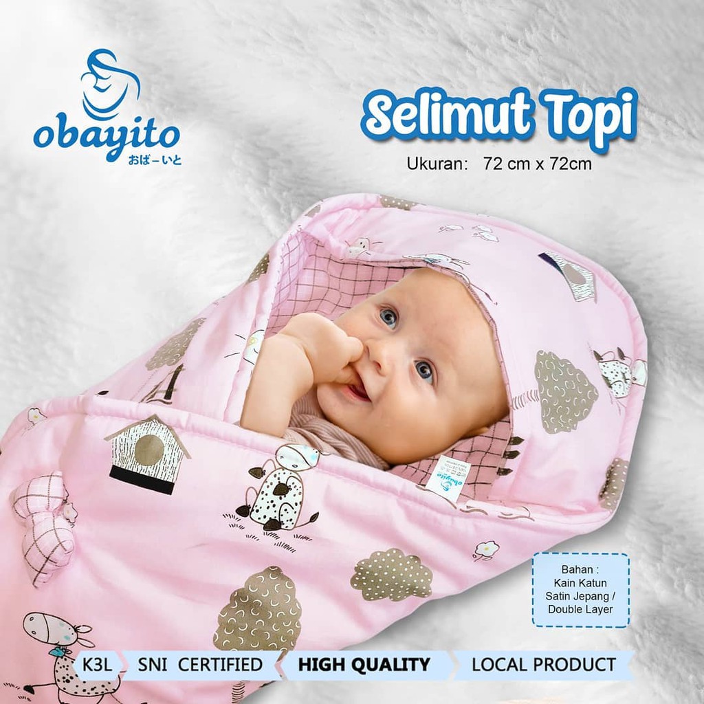 Obayito Selimut Topi Bayi - Biru