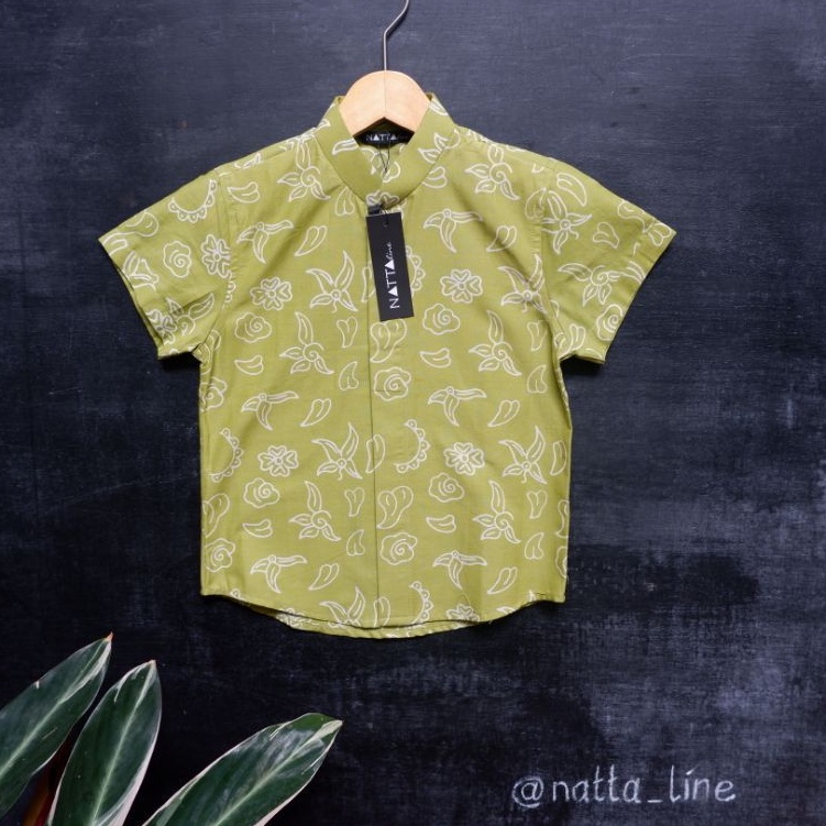 Kemeja Koko Batik Anak Garutan Series warna hijau apel by nattaline