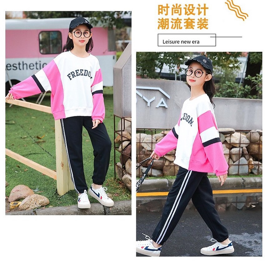 Promo !! setelan anak cewek lucu - LS setelan training changyi freedom import sz 110 uk 5-7th