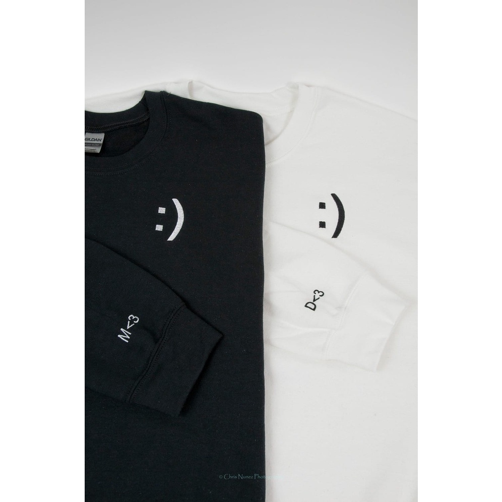 SWEATER UNISEX SMILEY EMOJI BORDIR SIZE M - XXL / SWEATER UNISEX TEBAL / SWEATER BORDIR