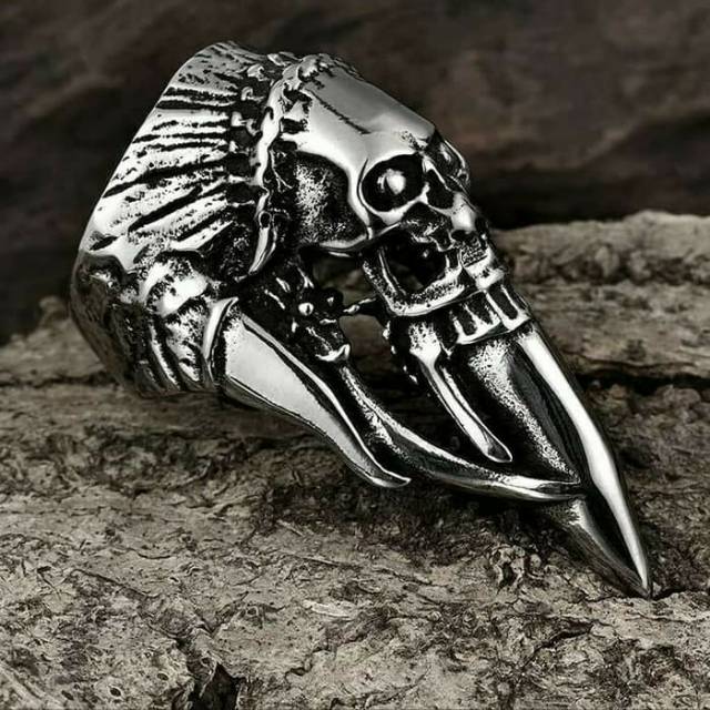 Indian apache skull ring cincin tengkorak import stainless steel  316L