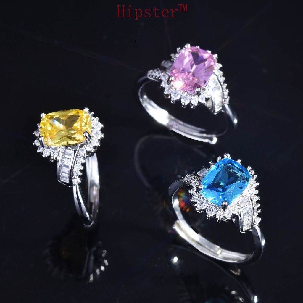 Cincin Berlian Sapphire Warna Pink Kuning Model Terbuka