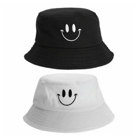 Bucket Hat Bordir Smile / Topi Bucket Smile Unisex Remaja Dewasa Korean Look