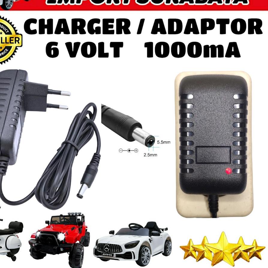 PUSAT ADAPTOR 6 VOLT CHARGER MOBIL MOBILAN AKI MOTOR MOTORAN ANAK CASSAN CAS AKI 6V 7AMPER 4AMPER RC