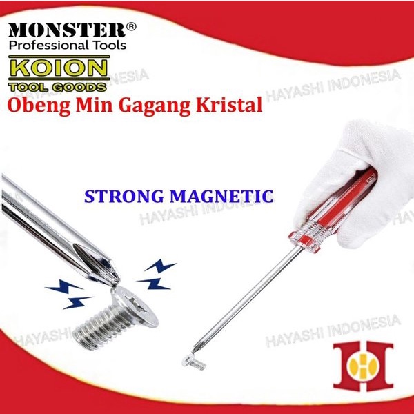 Obeng Min Magnet Slotted Screwdriver Gagang Crystal Kristal Taiwan