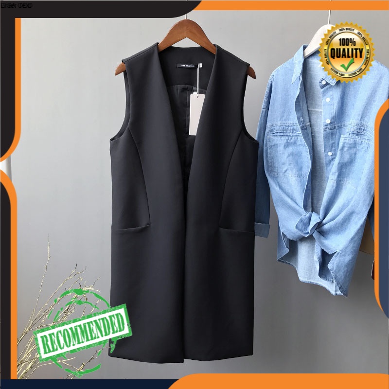 Baju Rompi Wanita  2021 new Spring  Memakai Panjang Rompi Tanpa Lengan Katun Linen Mantel fashion