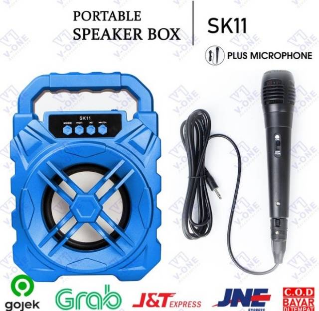 Speaker Bluetooth + Mic Karaoke portable SK11 speaker wireless karaoke - Hitam