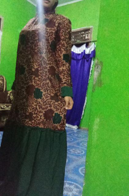 Zola_batik Gamis Batik Rempel Wollpeach Mix Katun Meisya - Wolfis Meisya
