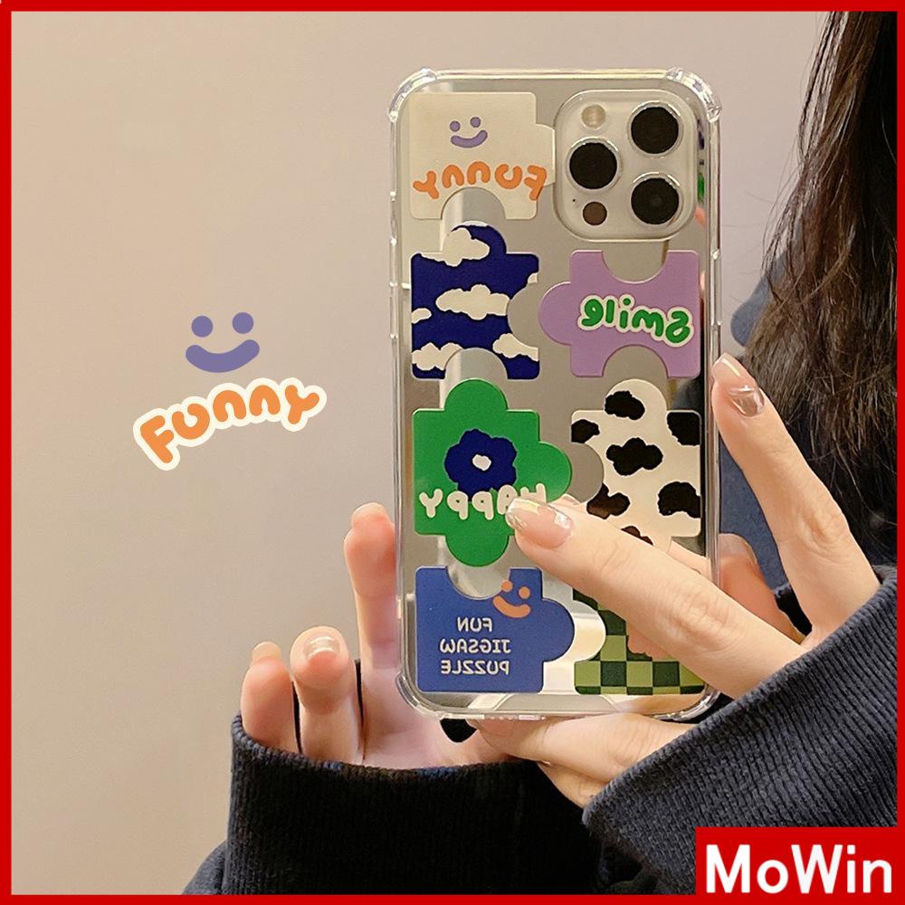 iPhone Case Acrylic HD Mirror Laser Airbag Shockproof Protection Camera Cute Puzzle Compatible For iPhone 11 iPhone 13 Pro Max iPhone 12 Pro Max iPhone 7 Plus iPhone xr xs max