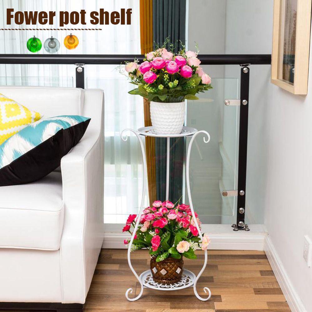 [Elegan] Nampan Pot Bunga Elegan Metal Taman Balkon Pajangan Indoor Tanaman Stand Shelf