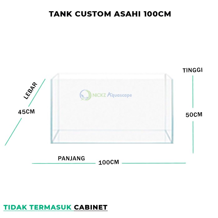 Aquarium Custom 100x45x50cm tebal 10mm Kaca Asahi Berkualitas