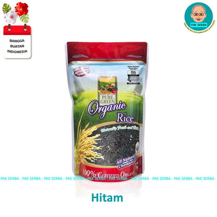 Beras Organik Pure Green Hitam Black Rice (1kg)