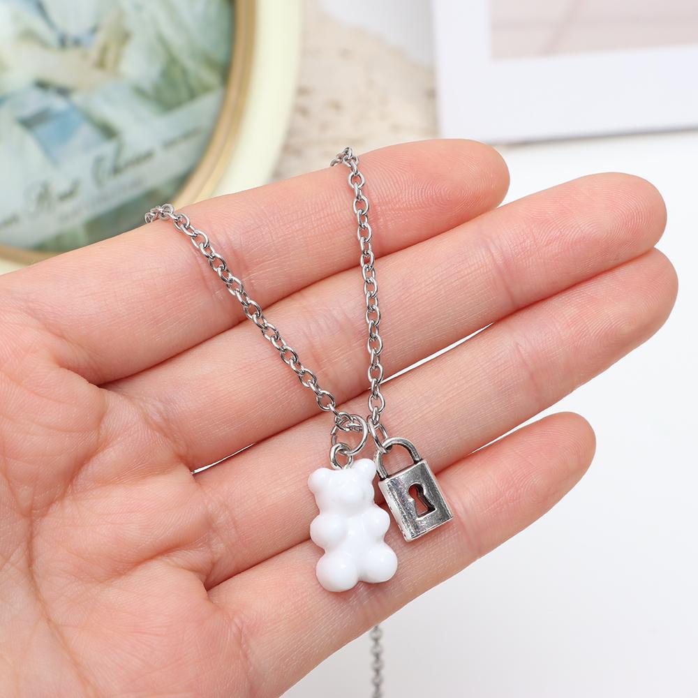 R-flower Bear Pendant Kalung Untuk Wanita Gadis Link Hadiah Pesta Pendant Choker