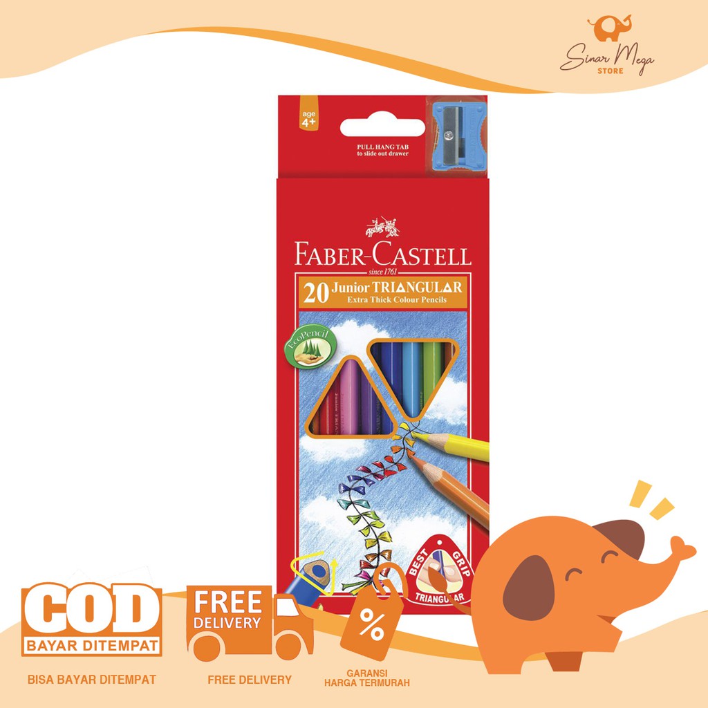 

Faber Castell Colouring Pencil Junior Triangular 20 Color / Pensil Warna Segitiga Murah Berkualitas