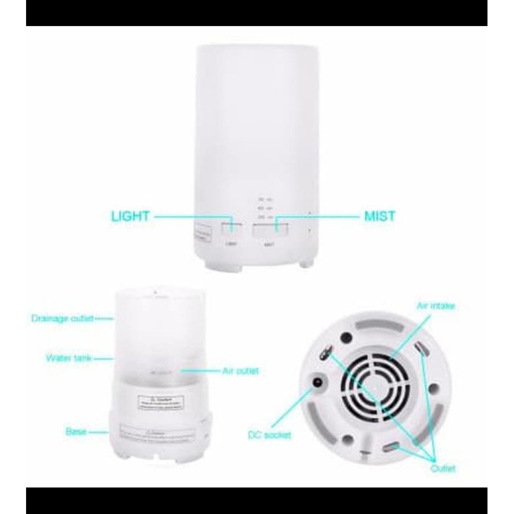 Diffuser oil 7 colour led warna warni / Humidifier - Pelembab udara ruangan