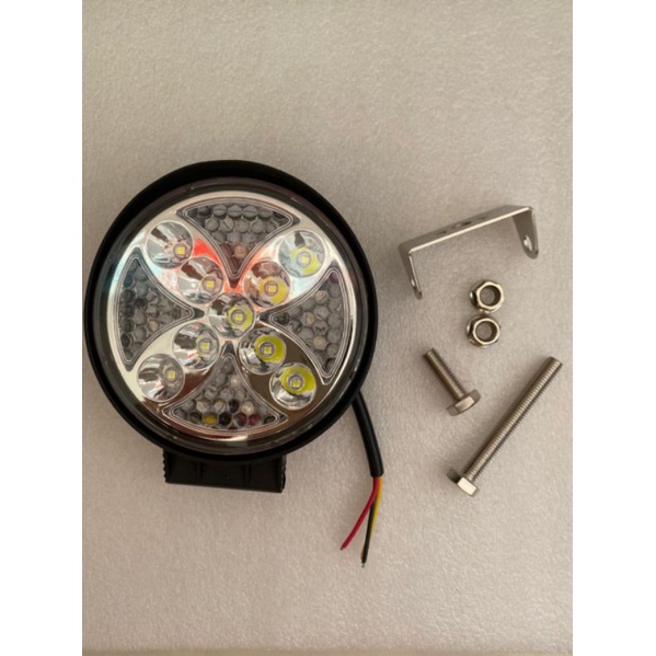 lampu sorot tembak 9 led 12-24 volt model bulat senja nyala RGB