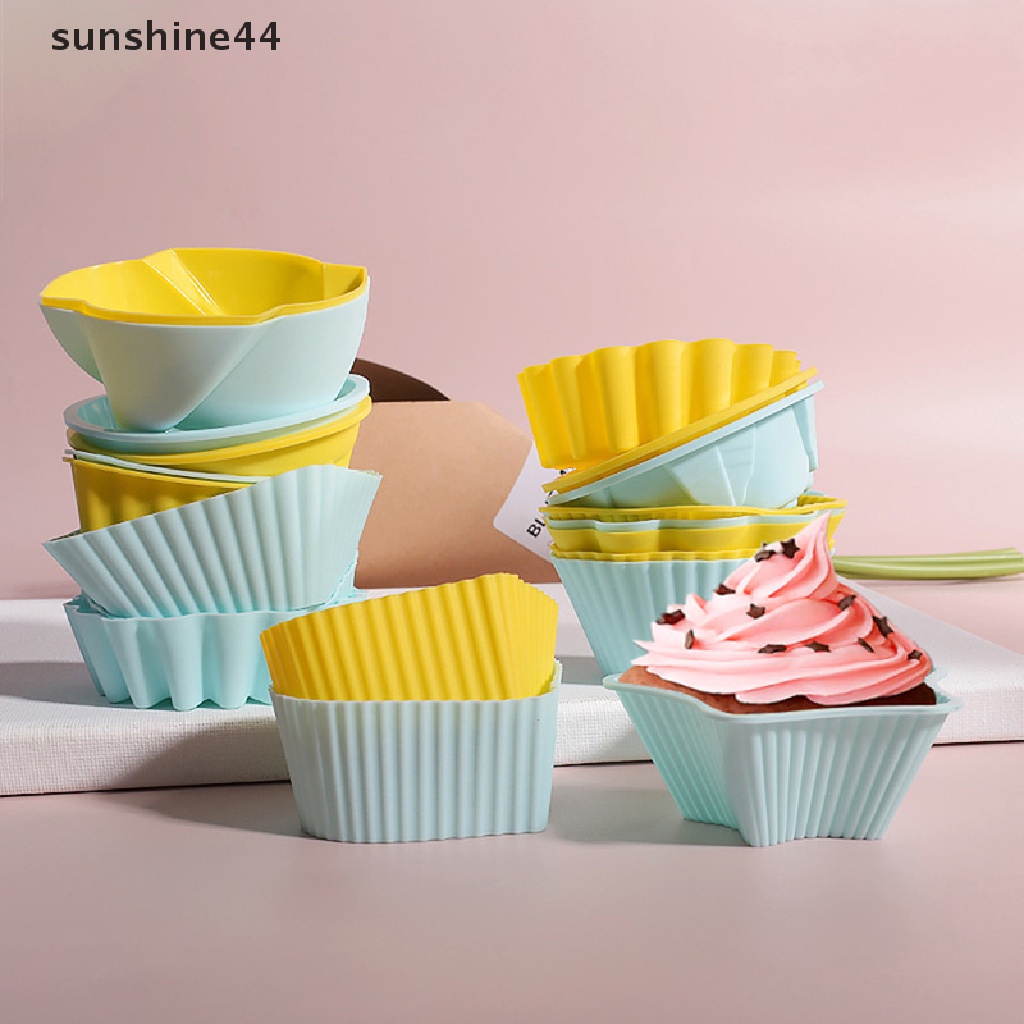 Sunshine 1Pc Cetakan Kue Muffin Bahan Silikon Tahan Panas Dapat Dipakai Ulang