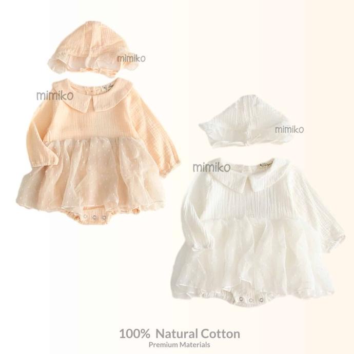 Mimiko - Nyla Bodysuit Dress Set Romper Topi Long Bayi Perempuan Termurah