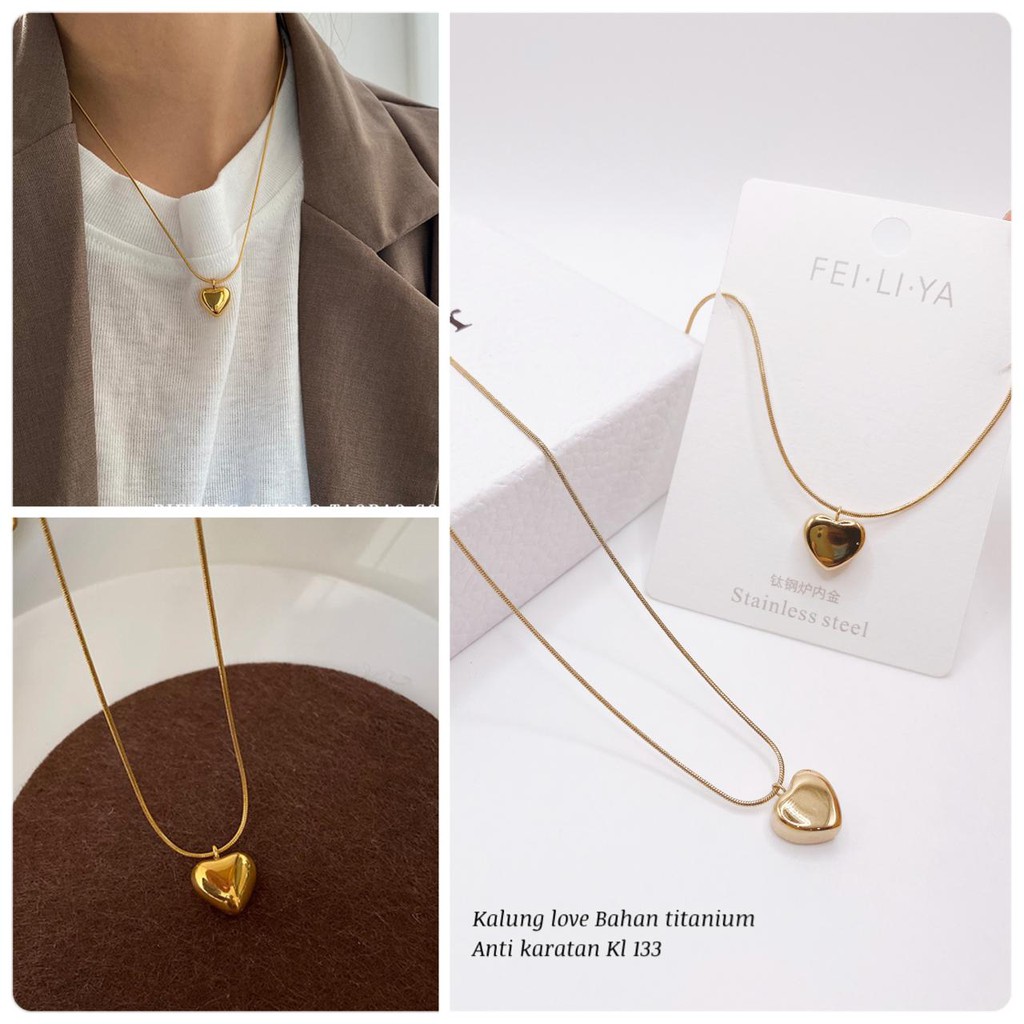 Kalung wanita liontin love titanium