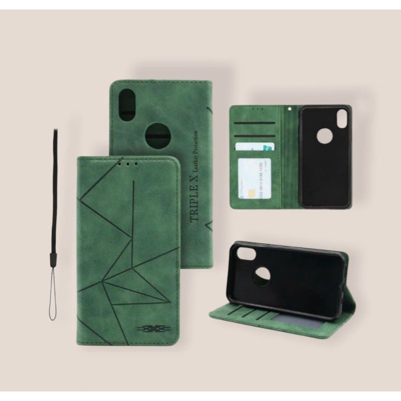 Flip case Samsung A04   Samsung A04s   Samsung A04e   Samsung A13 5G  flip leather cover motif garis